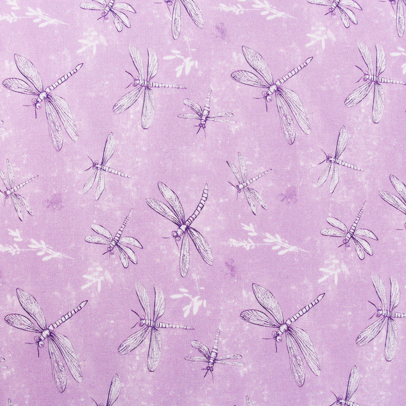 Premium Cotton Quilting Fabric Sold By The Yard - Vintage Threads Collection - Lavender Dragonfly - Threadart.com