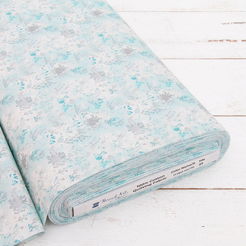 Premium Cotton Quilting Fabric Sold By The Yard - Vintage Threads Collection - Light Aqua Sea - Threadart.com
