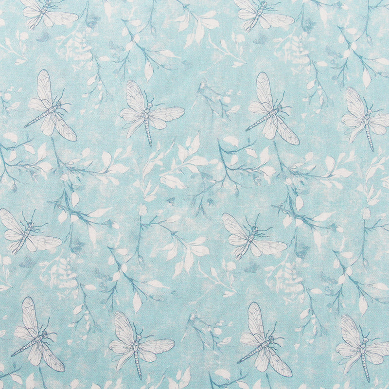 Premium Cotton Quilting Fabric Sold By The Yard - Vintage Threads Collection - Light Aqua Dragonfly - Threadart.com