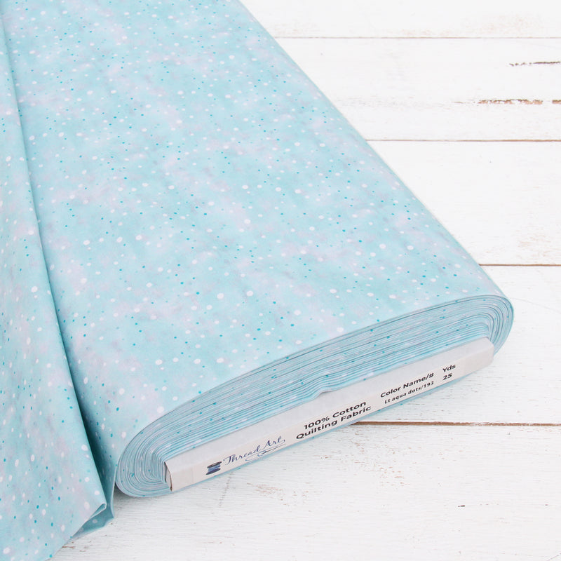 Premium Cotton Quilting Fabric Sold By The Yard - Vintage Threads Collection - Light Aqua Dots - Threadart.com