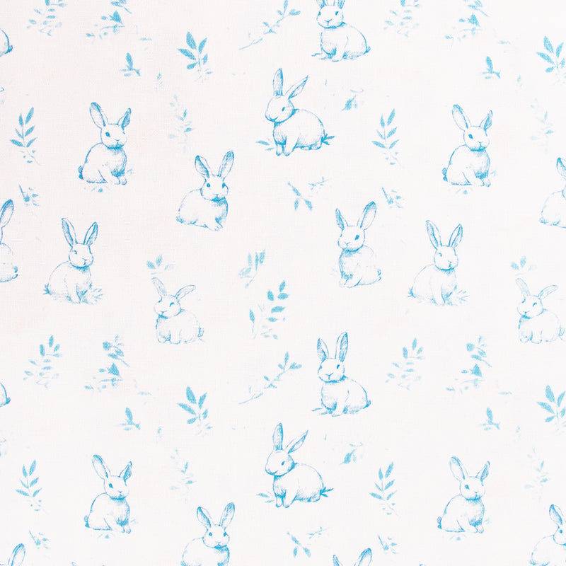 Premium Cotton Quilting Fabric Sold By The Yard - Vintage Threads Collection - Light Blue Bunnies - Threadart.com