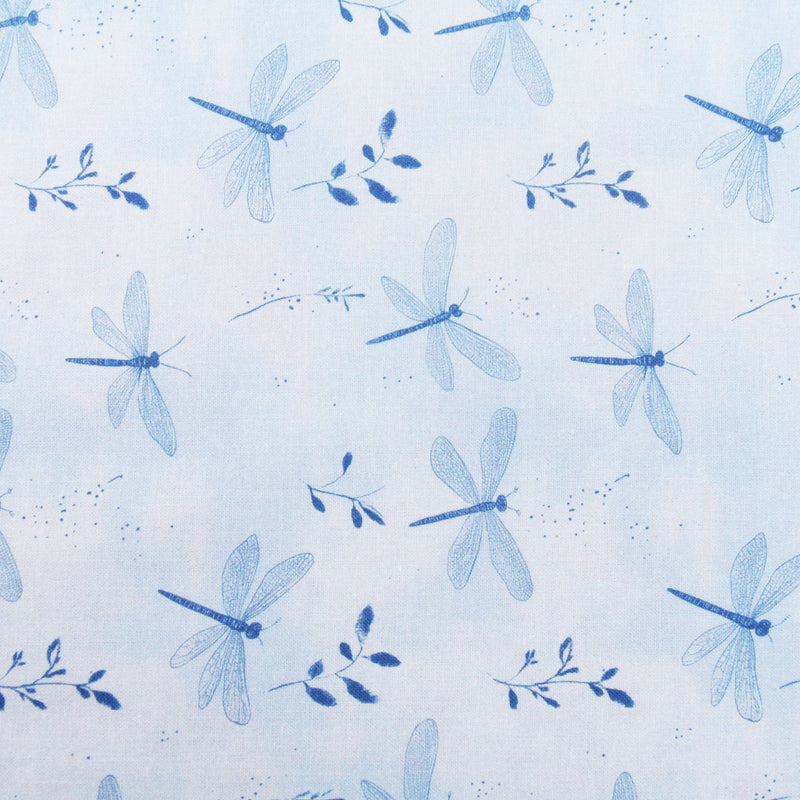 Premium Cotton Quilting Fabric Sold By The Yard - Vintage Threads Collection - Light Blue Dragonfly - Threadart.com