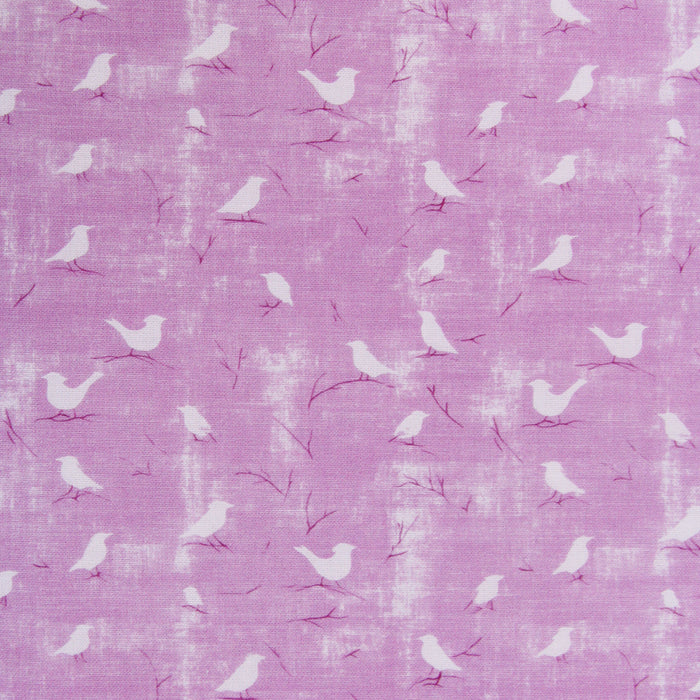 Premium Cotton Quilting Fabric Sold By The Yard - Vintage Threads Collection - Light Purple Birds - Threadart.com