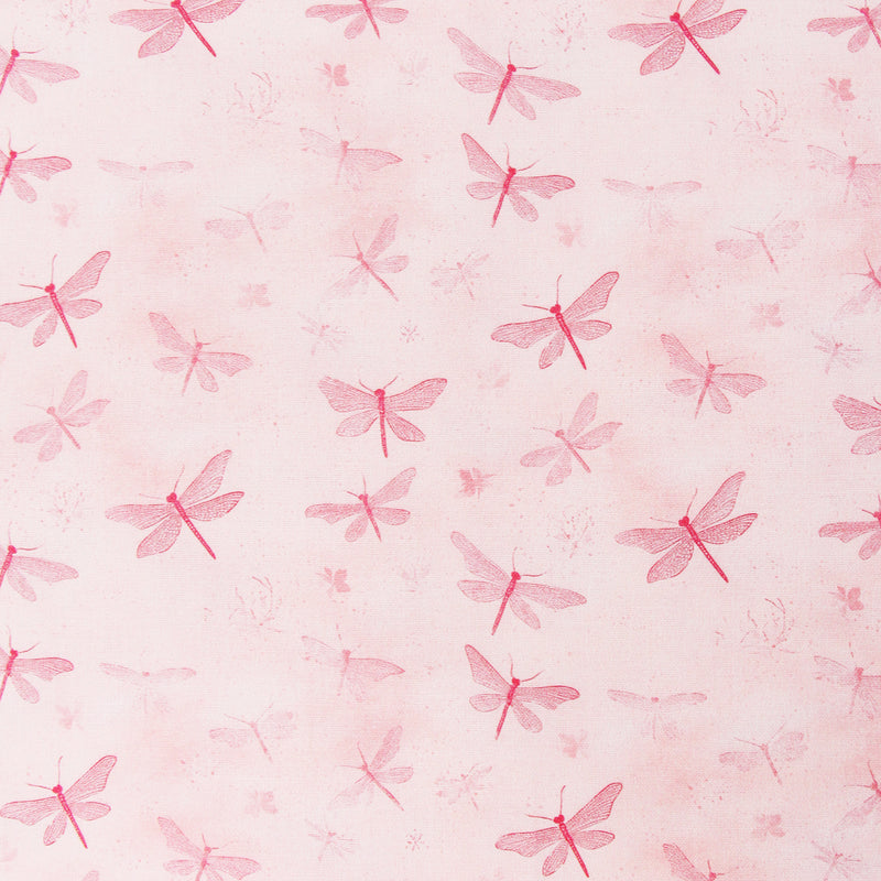 Premium Cotton Quilting Fabric Sold By The Yard - Vintage Threads Collection - Light Pink Dragonfly - Threadart.com