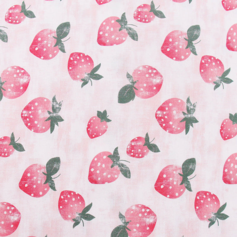 Premium Cotton Quilting Fabric Sold By The Yard - Vintage Threads Collection - Light Pink Strawberry - Threadart.com