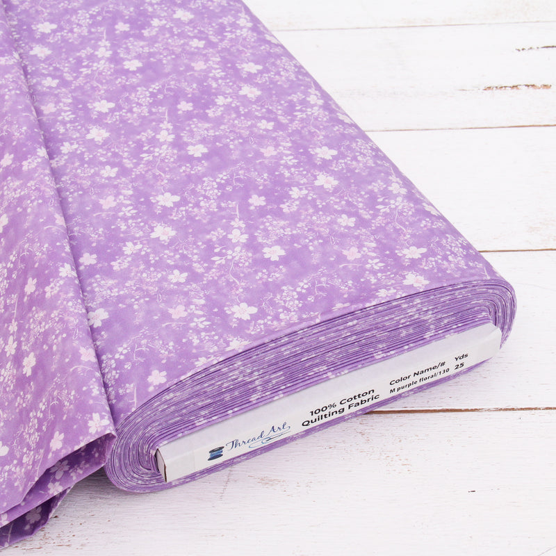 Premium Cotton Quilting Fabric Sold By The Yard - Vintage Threads Collection - Medium Purple Floral - Threadart.com