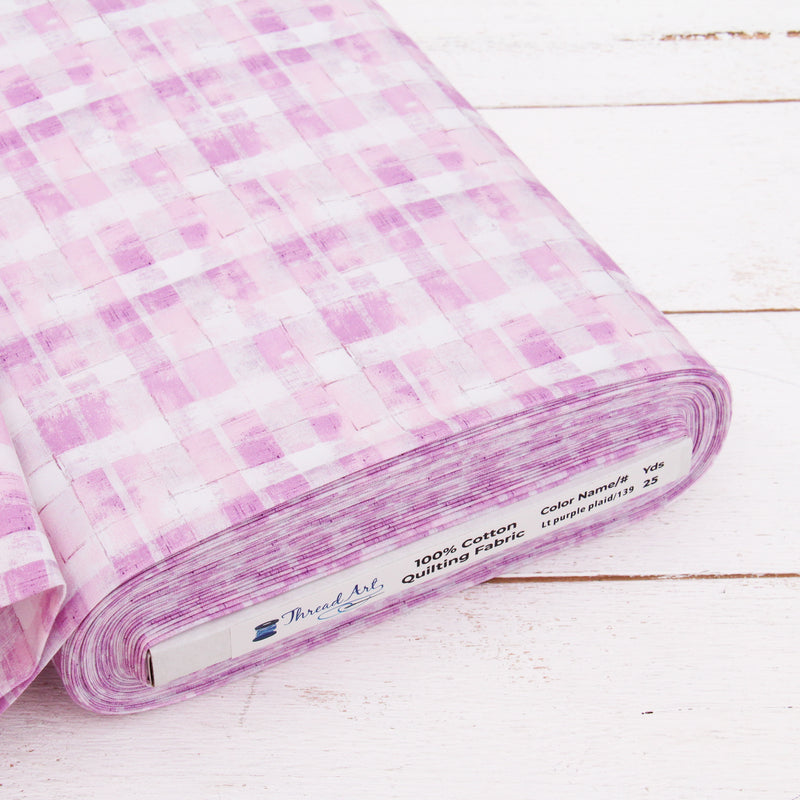 Premium Cotton Quilting Fabric Sold By The Yard - Vintage Threads Collection - Light Purple Plaid - Threadart.com