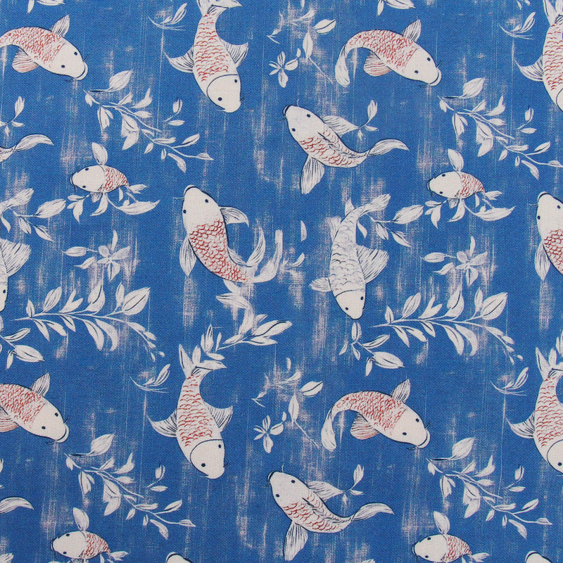 Premium Cotton Quilting Fabric Sold By The Yard - Vintage Threads Collection - Medium Blue Fish - Threadart.com