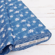 Premium Cotton Quilting Fabric Sold By The Yard - Vintage Threads Collection - Medium Blue Flower - Threadart.com