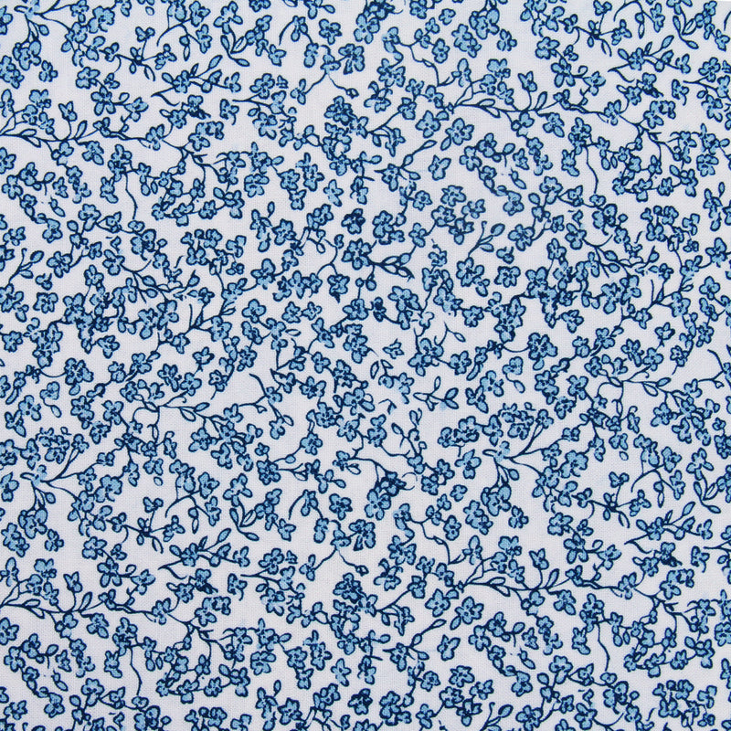 Premium Cotton Quilting Fabric Sold By The Yard - Vintage Threads Collection - Medium Blue Tiny Flower - Threadart.com