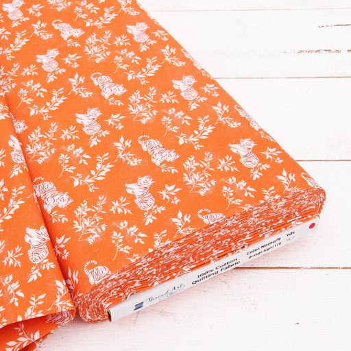 Premium Cotton Quilting Fabric Sold By The Yard - Vintage Threads Collection - Orange Tiger - Threadart.com
