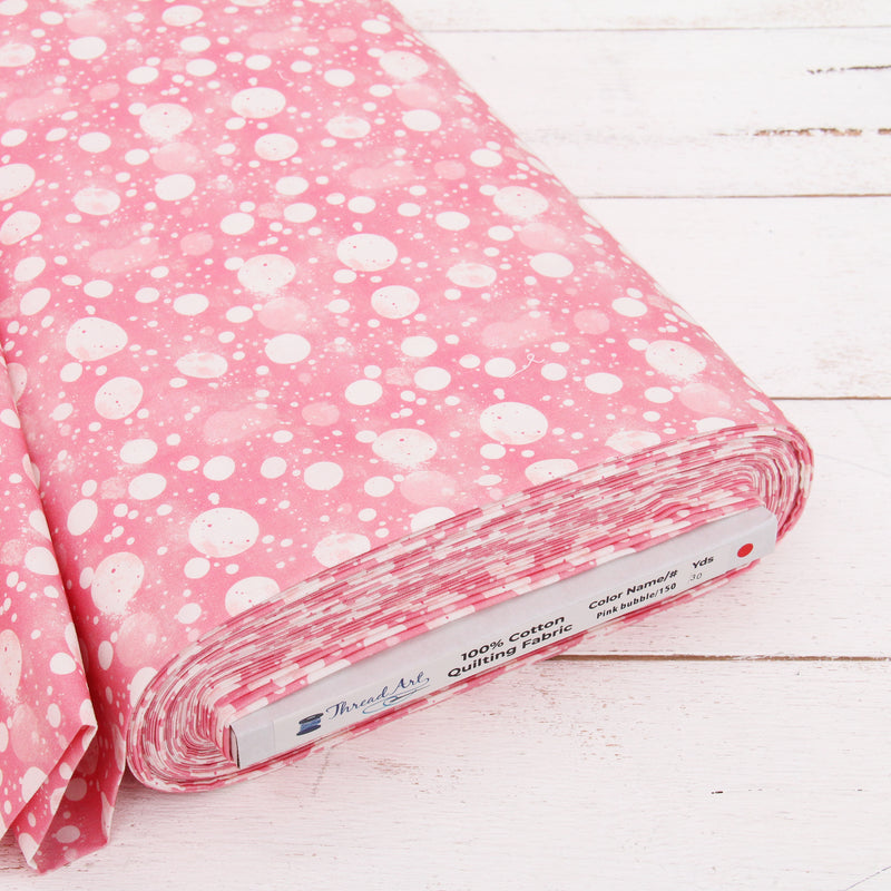 Premium Cotton Quilting Fabric Sold By The Yard - Vintage Threads Collection - Pink Bubbles - Threadart.com