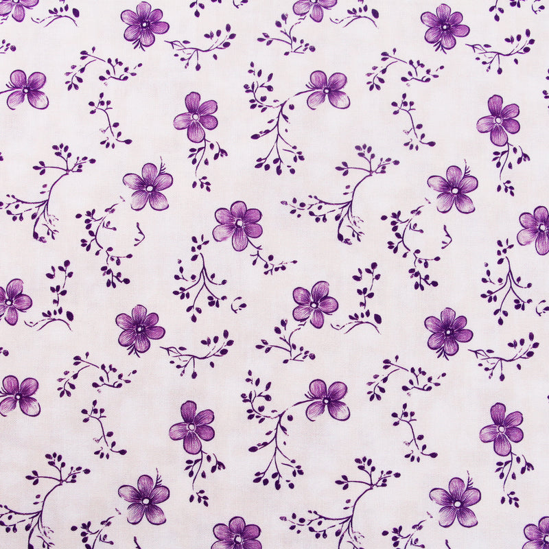 Premium Cotton Quilting Fabric Sold By The Yard - Vintage Threads Collection - Purple Ivory Floral - Threadart.com
