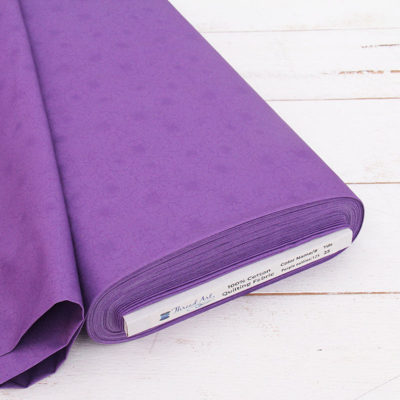 Premium Cotton Quilting Fabric Sold By The Yard - Vintage Threads Collection - Purple Outline - Threadart.com