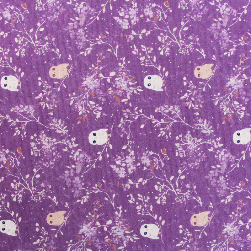 Premium Cotton Quilting Fabric Sold By The Yard - Vintage Threads Collection - Purple Owls - Threadart.com