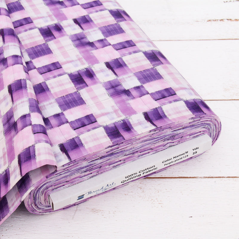 Premium Cotton Quilting Fabric Sold By The Yard - Vintage Threads Collection - Purple Plaid - Threadart.com