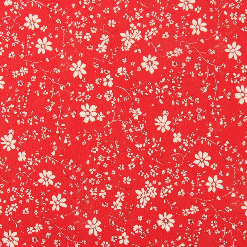 Premium Cotton Quilting Fabric Sold By The Yard - Vintage Threads Collection - Red Flower - Threadart.com