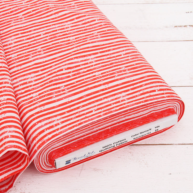 Premium Cotton Quilting Fabric Sold By The Yard - Vintage Threads Collection - Red Stripe - Threadart.com