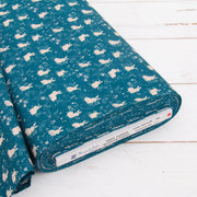 Premium Cotton Quilting Fabric Sold By The Yard - Vintage Threads Collection - Teal Bunnies - Threadart.com