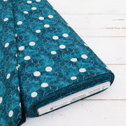 Premium Cotton Quilting Fabric Sold By The Yard - Vintage Threads Collection - Dark Teal Dots - Threadart.com