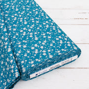 Premium Cotton Quilting Fabric Sold By The Yard - Vintage Threads Collection - Teal Flower - Threadart.com