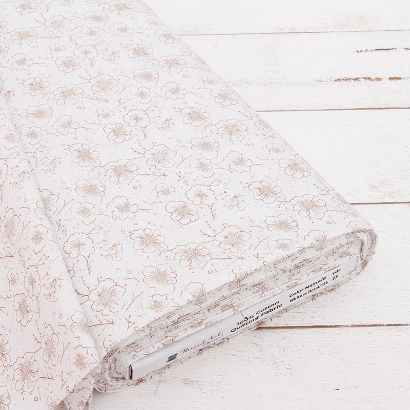 Premium Cotton Quilting Fabric Sold By The Yard - Vintage Threads Collection - White Floral - Threadart.com