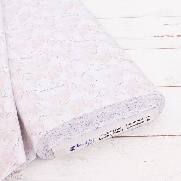 Premium Cotton Quilting Fabric Sold By The Yard - Vintage Threads Collection - White Marble - Threadart.com
