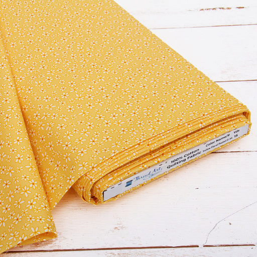 Premium Cotton Quilting Fabric Sold By The Yard - Patterned Yellow Floral Pastel - Threadart.com