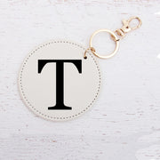 Personalized Initial Key Chain Bag Pendant - Pink, Ivory, or Black Circle For Travel, Bridesmaid Gift, Party Favor and More - Threadart.com