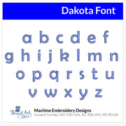 Dakota Font Machine Embroidery Design Set - Alphabet Letters Numbers BX Font - Download 9 Formats and 4 Sizes - Threadart.com
