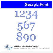 Georgia Font Machine Embroidery Design Set - Alphabet Letters Numbers BX Font - Download 9 Format and 1" to 3" - Threadart.com