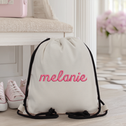 Personalized Canvas Drawstring Bags - Embroidered Name - Threadart.com