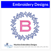 Circle Wreath Monogram Frame Embroidery Design Instant Download - 3 Sizes - 8 Formats - ThreadArt - Threadart.com
