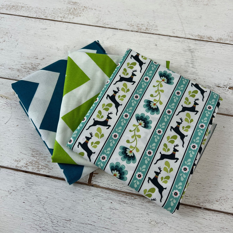 Clearance Fabric Bundle - Teal & Green - 3 Half Yard Cuts of Cotton Fabric - Threadart.com