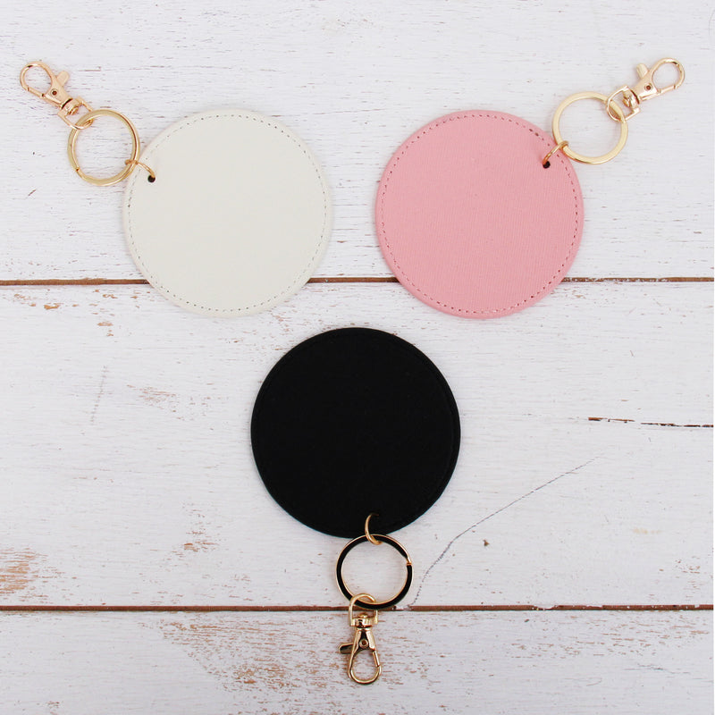 Circle Keychain Bag Pendant Blank - Pink, Ivory, or Black - Threadart.com