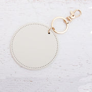 Personalized Circle Keychain Bag Pendant - Pink, Ivory, or Black - Threadart.com