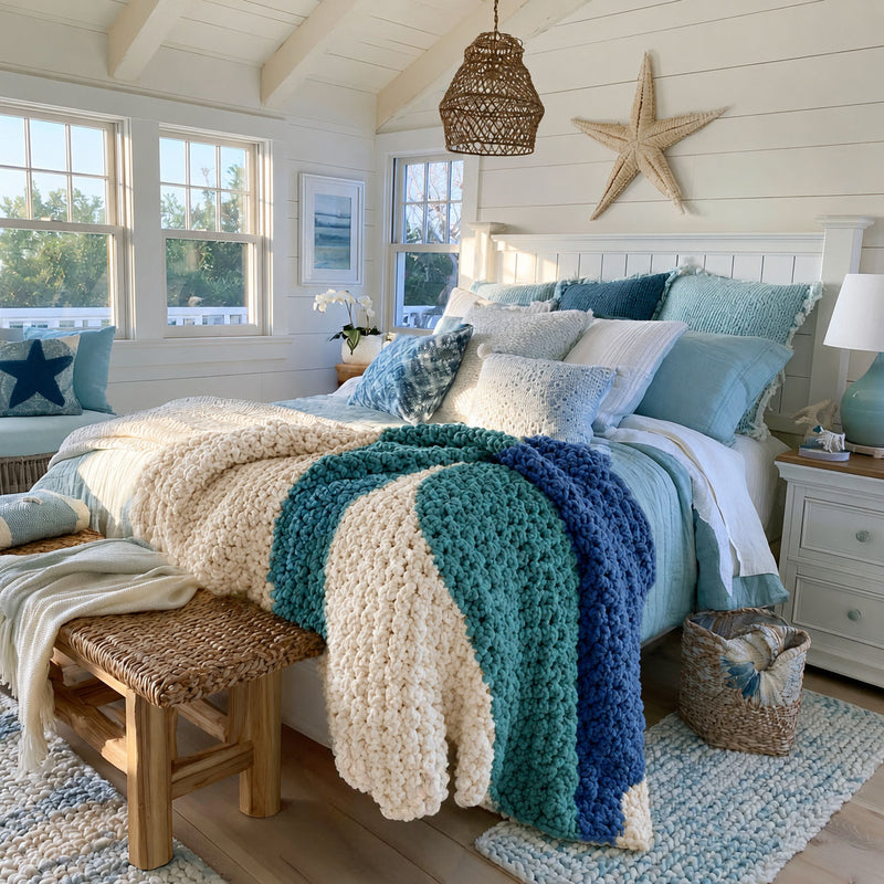 Coastal Jumbo Blanket Yarn Set - 8 Skein Chunky Chenille Yarn