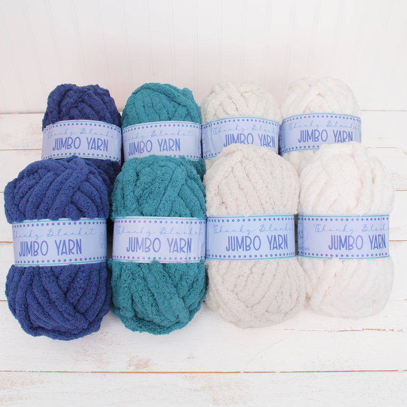 Coastal Jumbo Blanket Yarn Set - 8 Skein Chunky Chenille Yarn - Threadart.com
