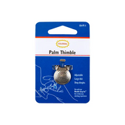 Colonial Palm Thimble on retail card, adjustable ring with large dimpled nickel-plated disk