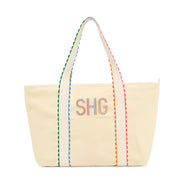 Colorful Monogrammed Ric Rac Tote Bag - Custom Embroidery - Threadart.com