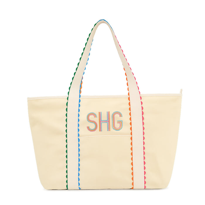 Colorful Monogrammed Ric Rac Tote Bag - Custom Embroidery - Threadart.com