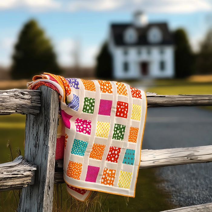 Premium Cotton Quilting Fabric Sold By The Yard - Confetti Brights Collection - Yellow Leaves - Threadart.com