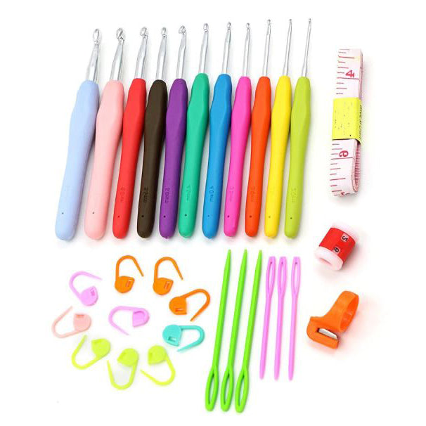 Set of Crochet Tools with Mint Green Storage Bag - Threadart.com