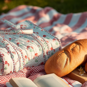 Personalized Quilted Red Block Print Tote Bag - Embroidered With Initials - Threadart.com