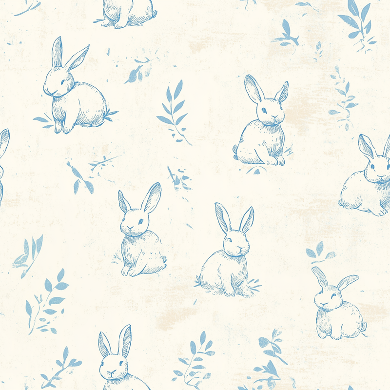 Fat Quarter Bundle - Five Light Blue & White Precut Cotton Fabrics - Threadart.com