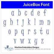 Juice Box Font Machine Embroidery Design Set - Alphabet Letters Numbers BX Font - Download 9 Formats and 4 Sizes - Threadart.com