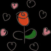 Valentine Rose Sketch With Hearts Machine Embroidery Design Instant Download - 4 Sizes - 8 Formats - ThreadArt - Threadart.com