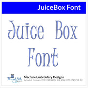 Juice Box Font Machine Embroidery Design Set - Alphabet Letters Numbers BX Font - Download 9 Formats and 4 Sizes - Threadart.com