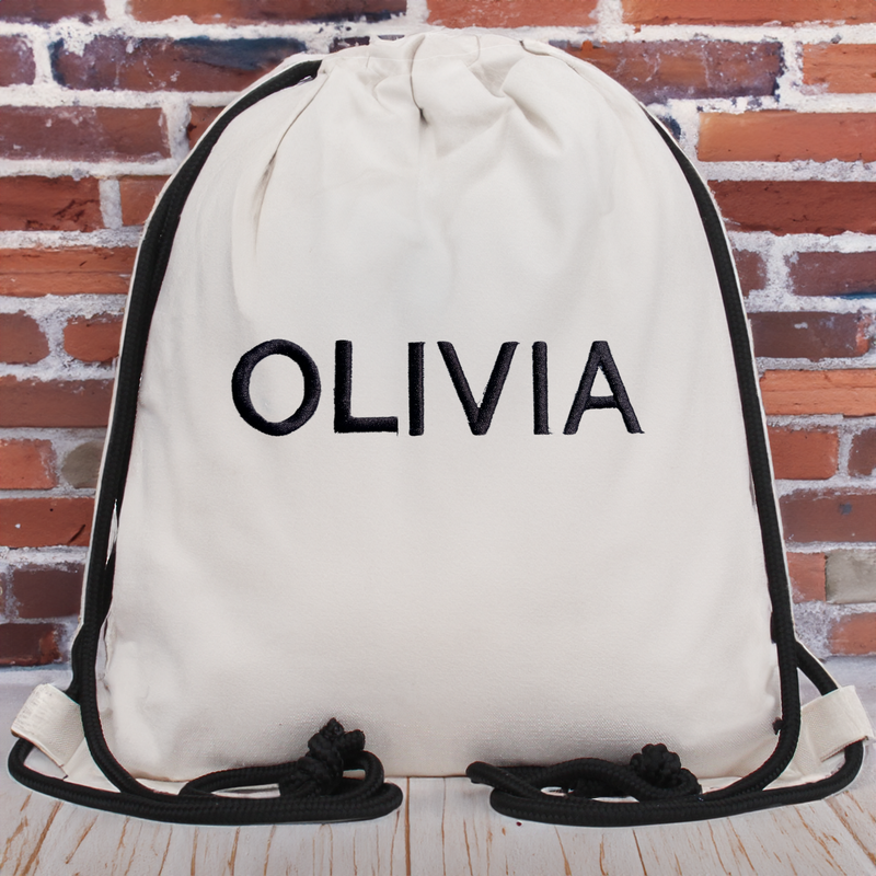 Personalized Drawstring Bags - Embroidered Name - Threadart.com