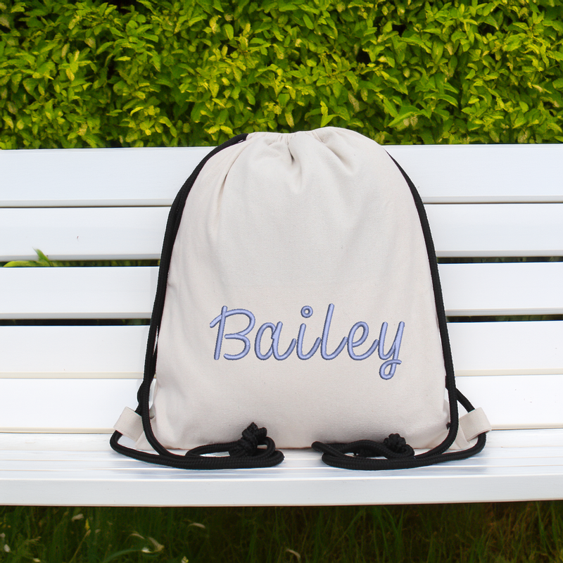 Personalized Canvas Drawstring Bags - Embroidered Name - Threadart.com